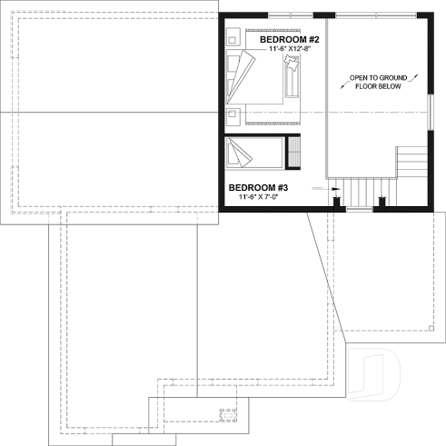 2nd level option 1 - Ranch-style home plan with attached RV garage, and an option offering 2-bedroom, two-story accommodation - Nomad 2