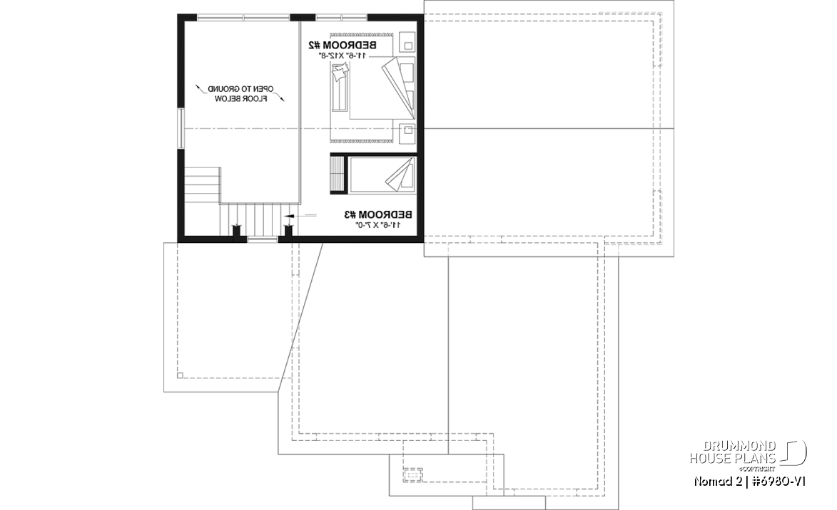 2nd level option 1 - Ranch-style home plan with attached RV garage, and an option offering 2-bedroom, two-story accommodation - Nomad 2