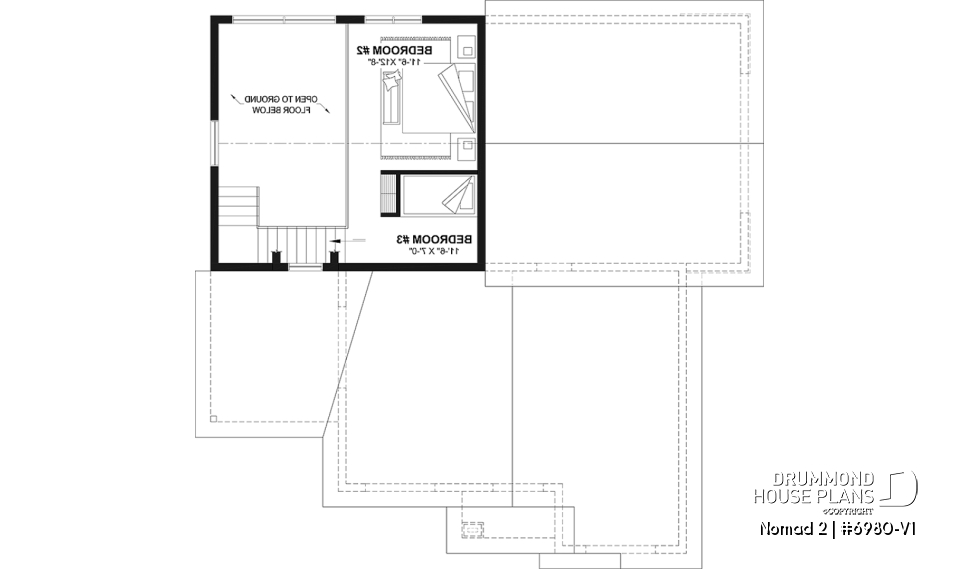 2nd level option 1 - Ranch-style home plan with attached RV garage, and an option offering 2-bedroom, two-story accommodation - Nomad 2