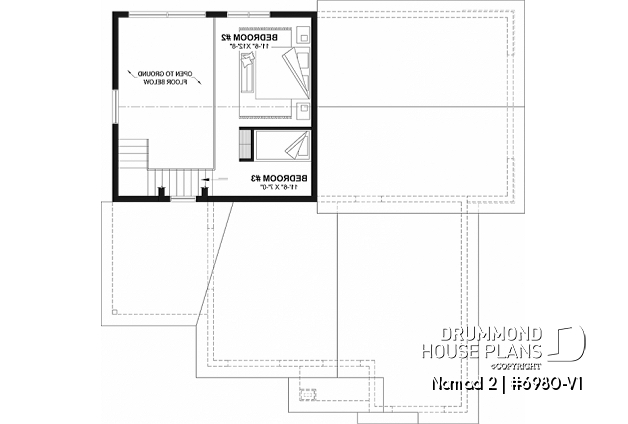 2nd level - Farmhouse-style home plan with attached RV garage, and an option offering 2-bedroom, two-story accommodation - Nomad 2