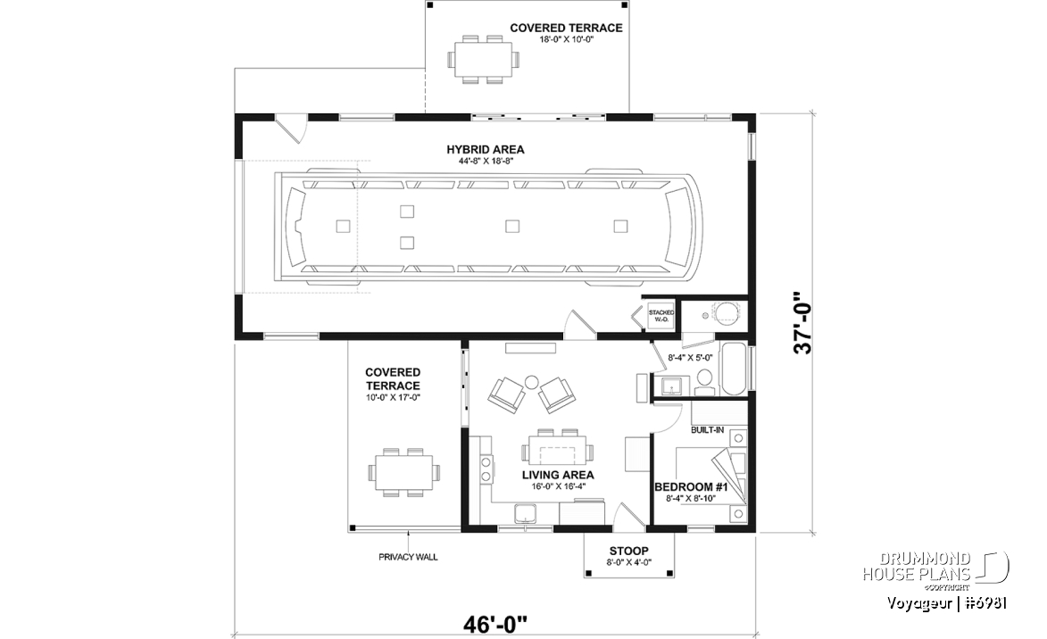 1st level - Flexible floor plans: 1 bedroom tiny house with attached RV garage OR 3 bedroom, 3 bathroom house with garage - Voyageur