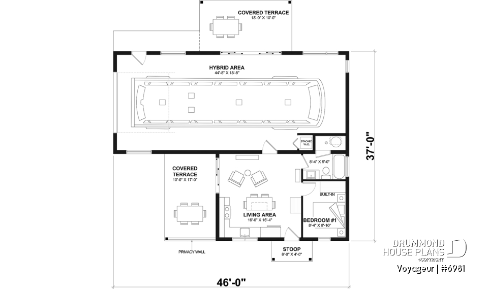 1st level - Flexible floor plans: 1 bedroom tiny house with attached RV garage OR 3 bedroom, 3 bathroom house with garage - Voyageur