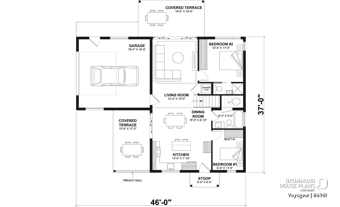 1st level option 1 - Flexible floor plans: 1 bedroom tiny house with attached RV garage OR 3 bedroom, 3 bathroom house with garage - Voyageur