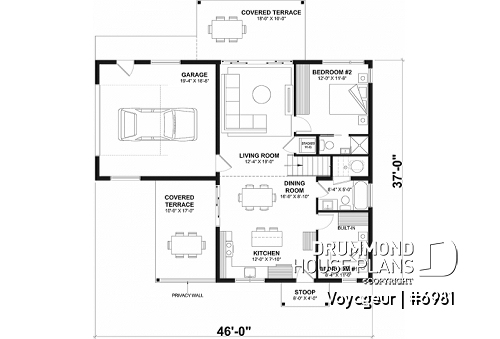 1st level option 1 - Flexible floor plans: 1 bedroom tiny house with attached RV garage OR 3 bedroom, 3 bathroom house with garage - Voyageur