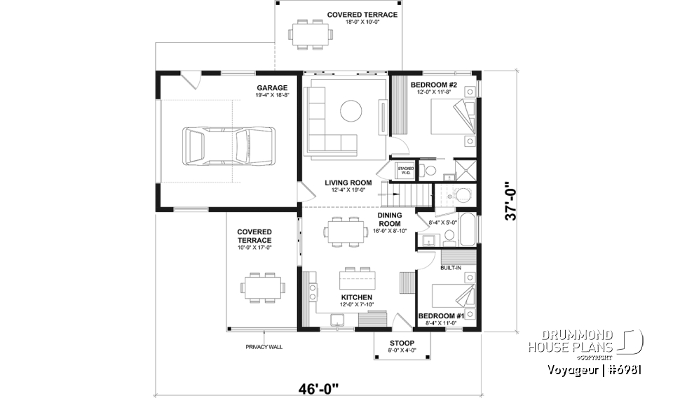 1st level option 1 - Flexible floor plans: 1 bedroom tiny house with attached RV garage OR 3 bedroom, 3 bathroom house with garage - Voyageur