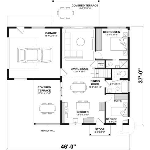 1st level option 1 - Flexible floor plans: 1 bedroom tiny house with attached RV garage OR 3 bedroom, 3 bathroom house with garage - Voyageur