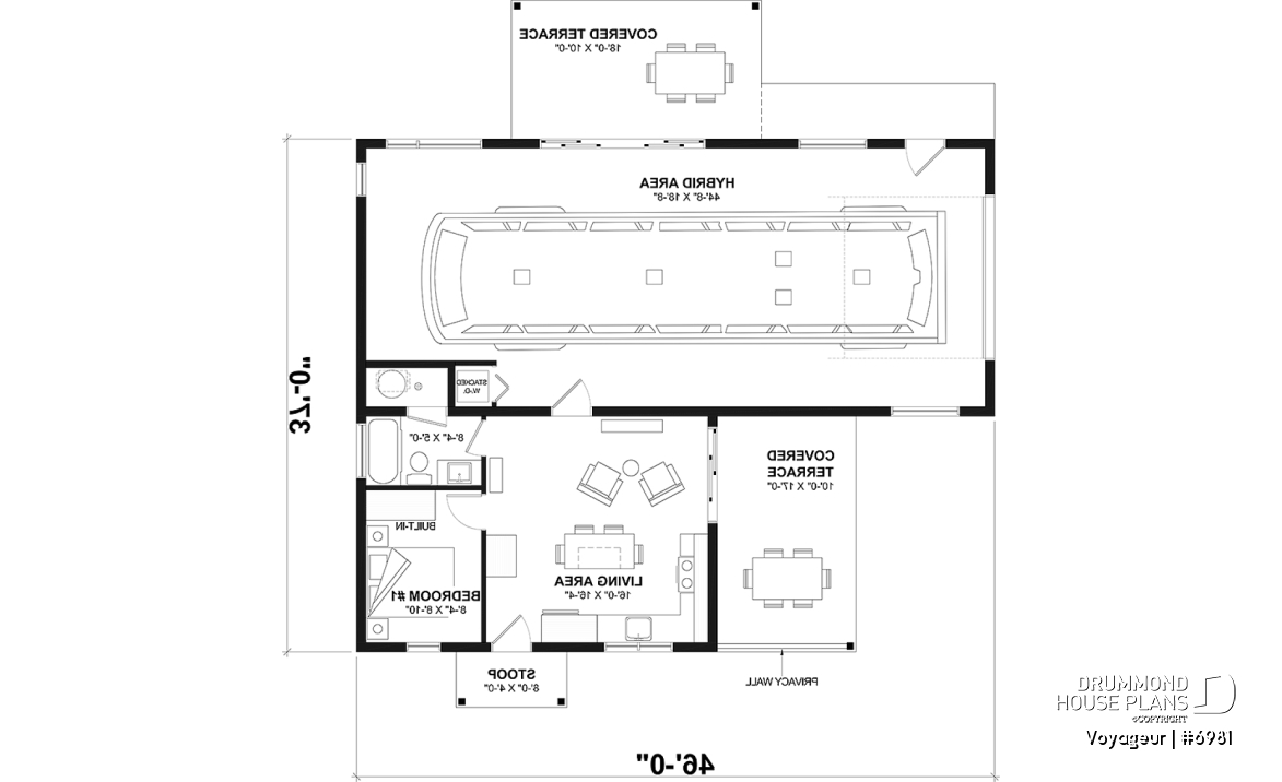 1st level - Flexible floor plans: 1 bedroom tiny house with attached RV garage OR 3 bedroom, 3 bathroom house with garage - Voyageur