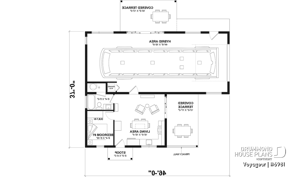 1st level - Flexible floor plans: 1 bedroom tiny house with attached RV garage OR 3 bedroom, 3 bathroom house with garage - Voyageur