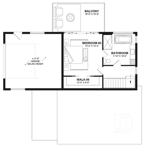 2nd level option 1 - Flexible floor plans: 1 bedroom tiny house with attached RV garage OR 3 bedroom, 3 bathroom house with garage - Voyageur
