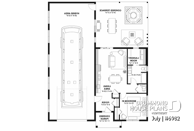 1st level - Small contemporary house w/ attached garage for RV, and one bedroom OR option without garage, with 3 bedrooms - July