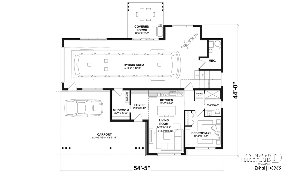 1st level - Modern one bedroom home with attached RV garage and single and four bedroom garage option - Eskal