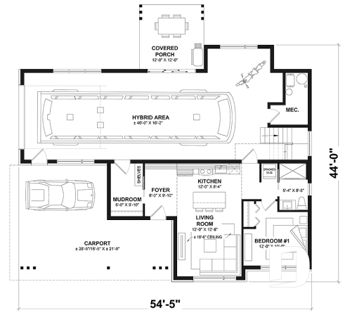 1st level - Modern one bedroom home with attached RV garage and single and four bedroom garage option - Eskal