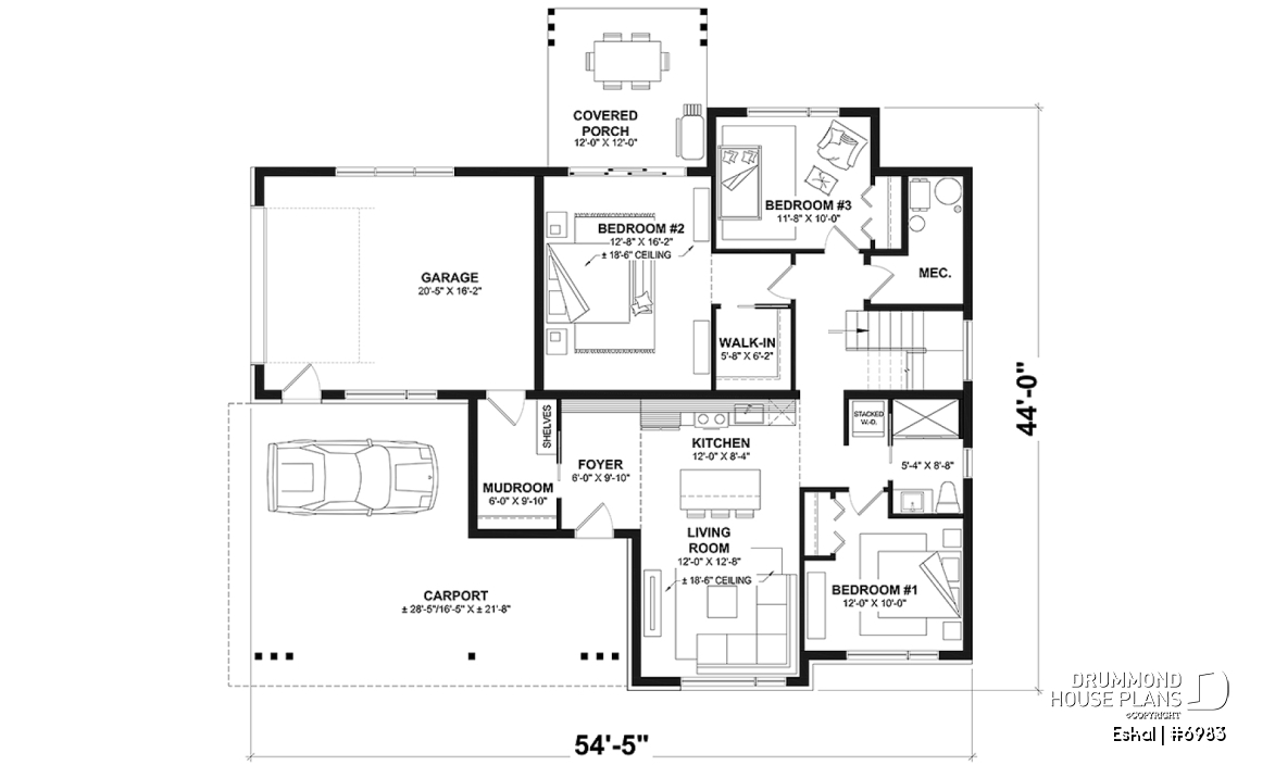 1st level option 1 - Modern one bedroom home with attached RV garage and single and four bedroom garage option - Eskal