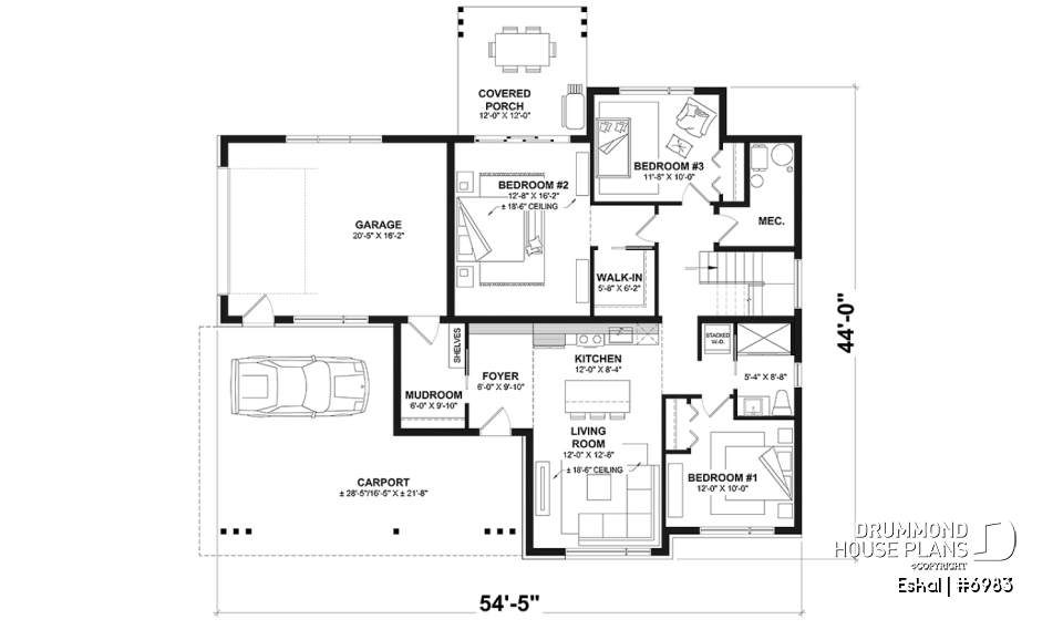 1st level option 1 - Modern one bedroom home with attached RV garage and single and four bedroom garage option - Eskal