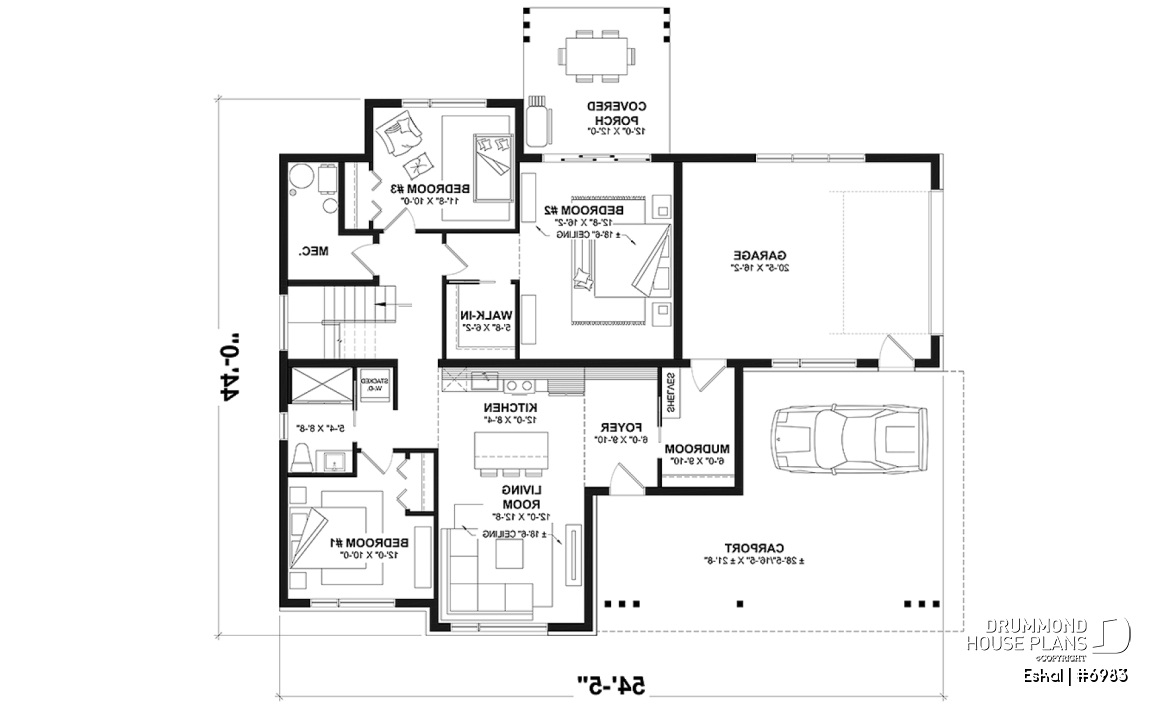 1st level option 1 - Modern one bedroom home with attached RV garage and single and four bedroom garage option - Eskal