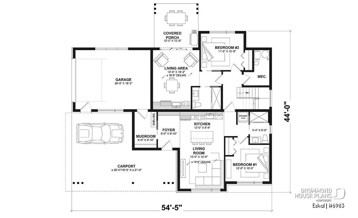 1st level option 2 - Modern one bedroom home with attached RV garage and single and four bedroom garage option - Eskal
