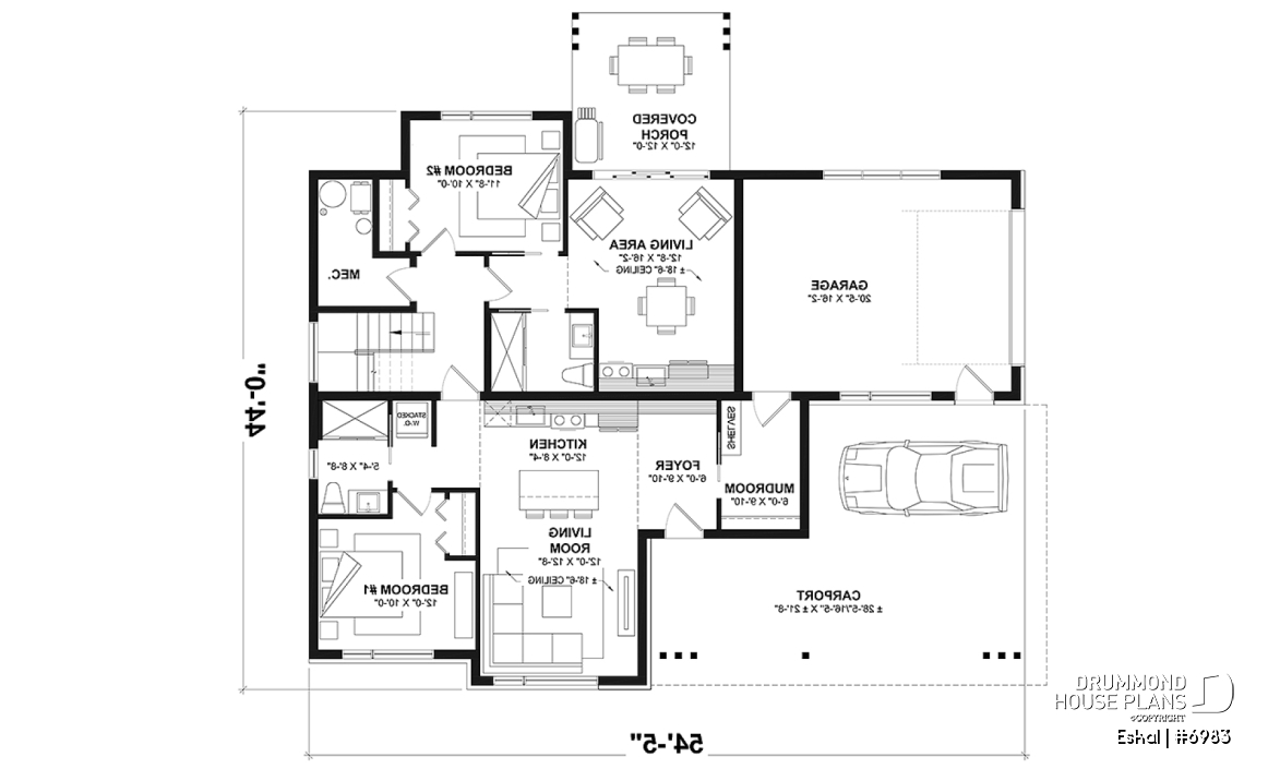 1st level option 2 - Modern one bedroom home with attached RV garage and single and four bedroom garage option - Eskal