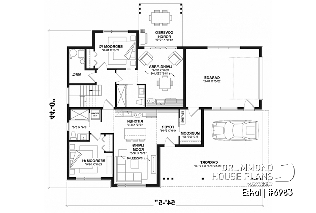 1st level option 2 - Modern one bedroom home with attached RV garage and single and four bedroom garage option - Eskal