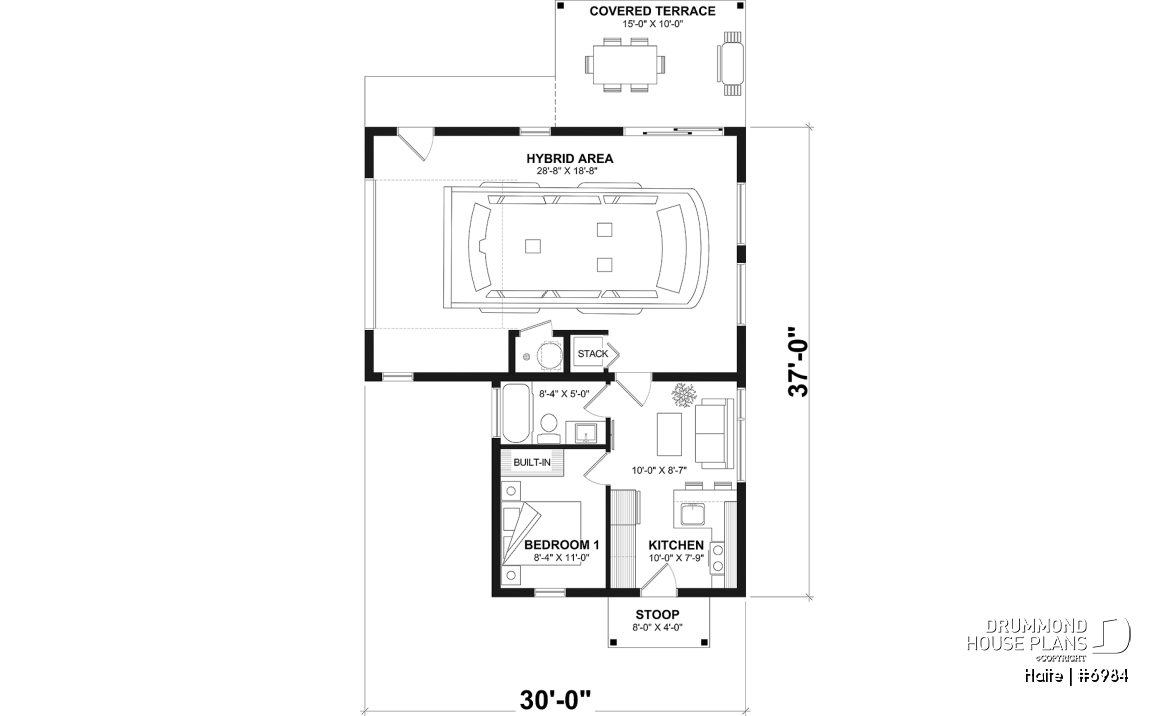 1st level - Small Modern house with 28'8'' x 18'8'' size VR garage and several floor layout options - Halte