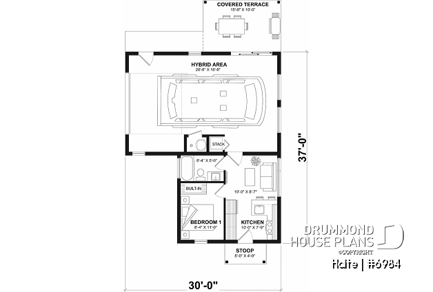 1st level - Small Modern house with 28'8'' x 18'8'' size VR garage and several floor layout options - Halte