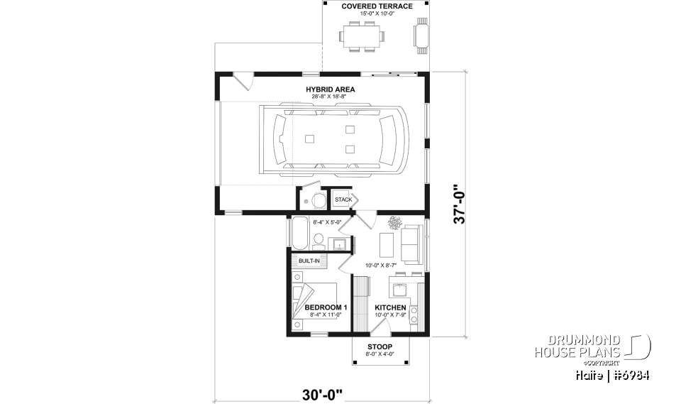 1st level - Small Modern house with 28'8'' x 18'8'' size VR garage and several floor layout options - Halte