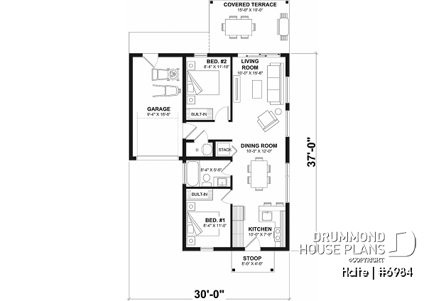 1st level option 1 - Small Modern house with 28'8'' x 18'8'' size VR garage and several floor layout options - Halte