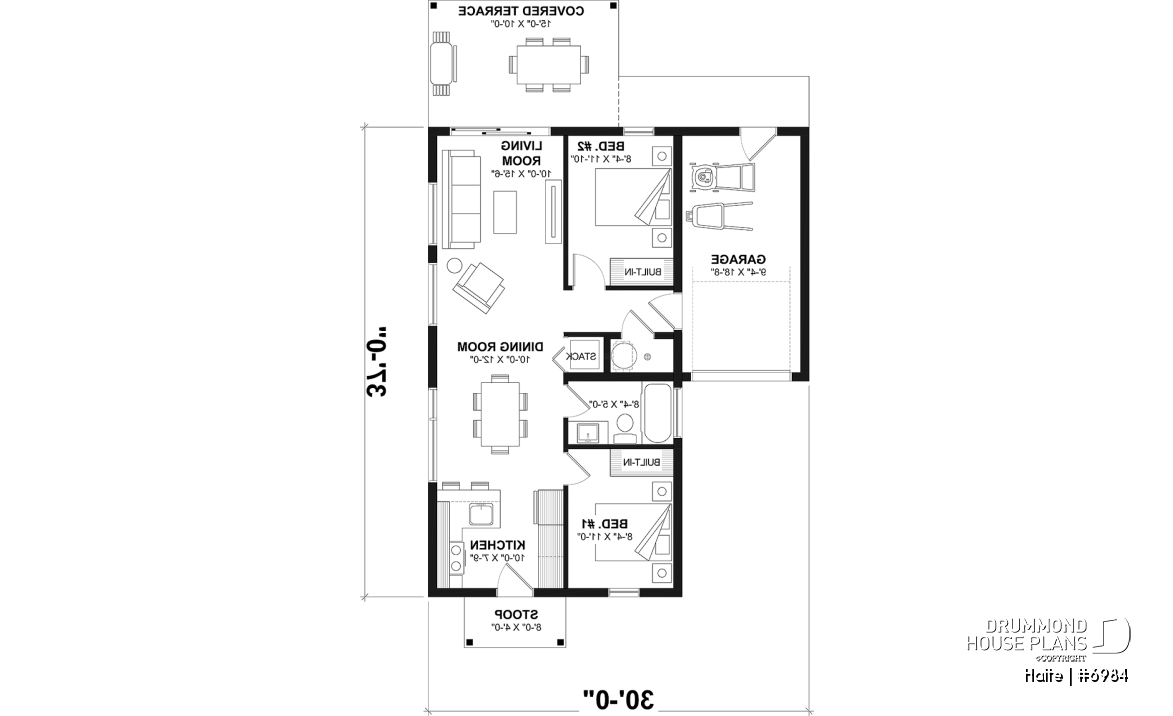 1st level option 1 - Small Modern house with 28'8'' x 18'8'' size VR garage and several floor layout options - Halte