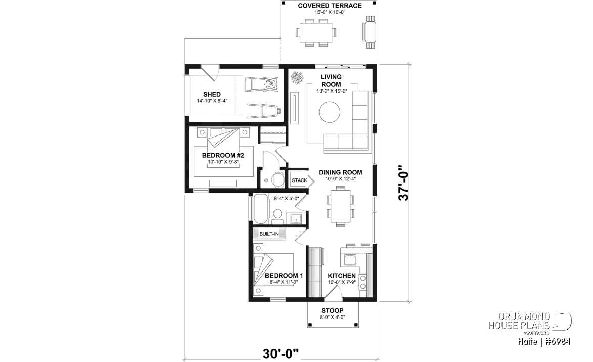 1st level option 2 - Small Modern house with 28'8'' x 18'8'' size VR garage and several floor layout options - Halte