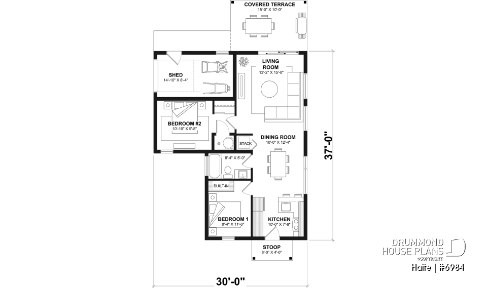 1st level option 2 - Small Modern house with 28'8'' x 18'8'' size VR garage and several floor layout options - Halte