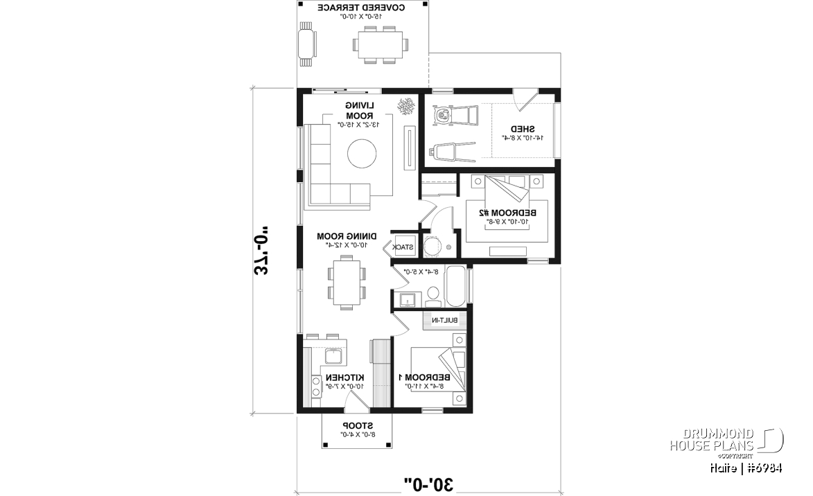 1st level option 2 - Small Modern house with 28'8'' x 18'8'' size VR garage and several floor layout options - Halte