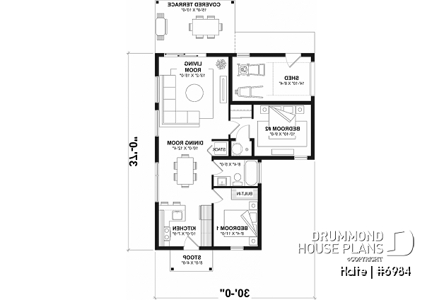 1st level option 2 - Small Modern house with 28'8'' x 18'8'' size VR garage and several floor layout options - Halte