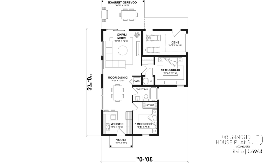 1st level option 2 - Small Modern house with 28'8'' x 18'8'' size VR garage and several floor layout options - Halte
