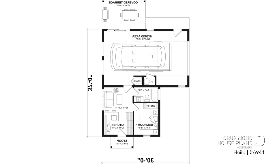 1st level - Small Modern house with 28'8'' x 18'8'' size VR garage and several floor layout options - Halte