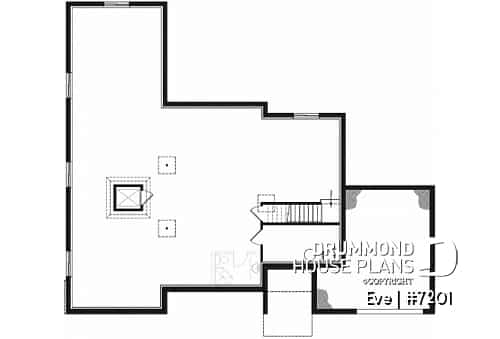 Basement - Modern ranch house plan with elevator, wheel chair accessible floor plan, 2 bedrooms, home office, garage - Eve