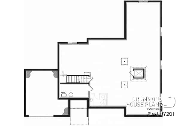 Basement - Modern ranch house plan with elevator, wheel chair accessible floor plan, 2 bedrooms, home office, garage - Eve