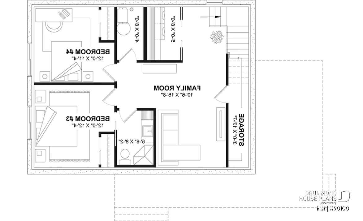 Finished basement (Optional $) - Small chalet or compact eco-friendly house plan, 2 to 4 bedrooms, cathedral, optional finished basement ($) - Kief