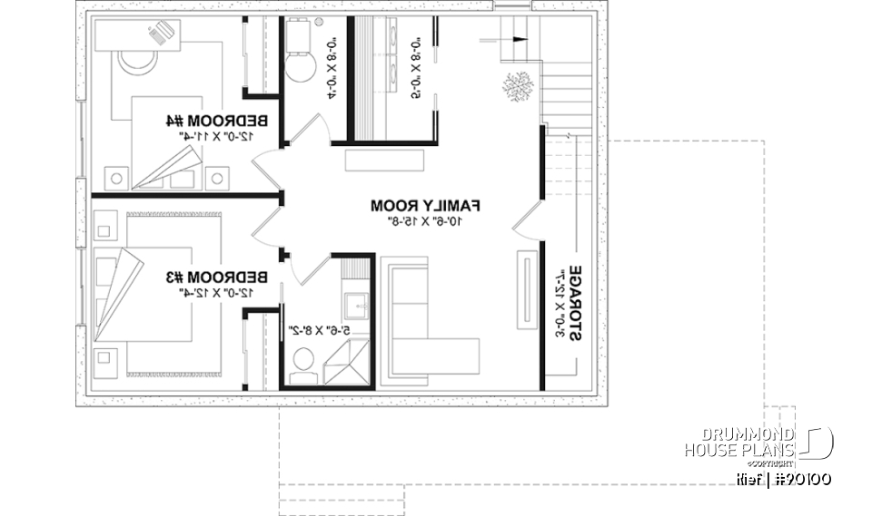 Finished basement (Optional $) - Small chalet or compact eco-friendly house plan, 2 to 4 bedrooms, cathedral, optional finished basement ($) - Kief