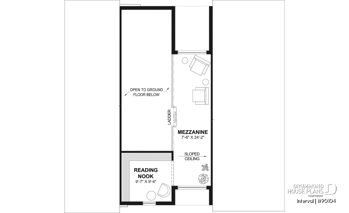 Bonus space - Environmentally friendly house plan, 1 to 4 beds, den, fireplace, mezzanine, optional finished basement ($) - Interval