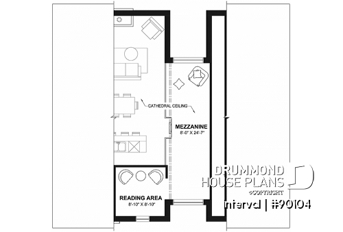 Bonus space - Environmentally friendly house plan, 1 to 4 beds, home office, 2 family rooms, fireplace, mezzanine - Interval