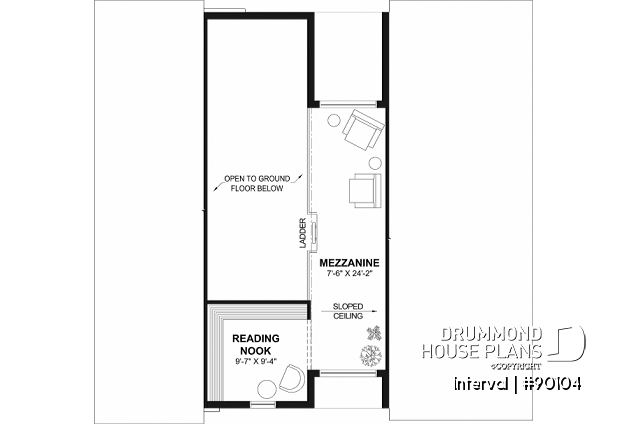 Bonus space - Environmentally friendly house plan, 1 to 4 beds, den, fireplace, mezzanine, optional finished basement ($) - Interval