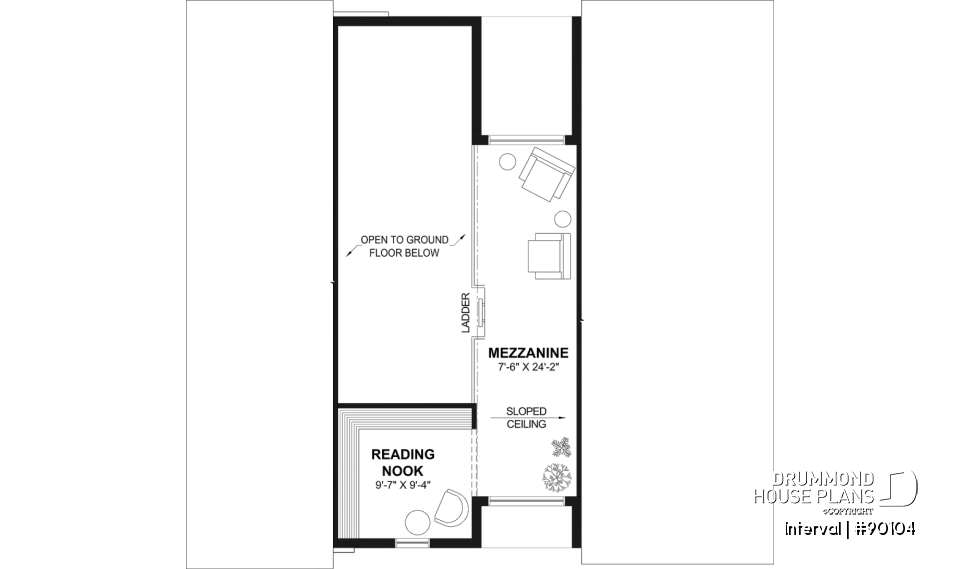 Bonus space - Environmentally friendly house plan, 1 to 4 beds, den, fireplace, mezzanine, optional finished basement ($) - Interval