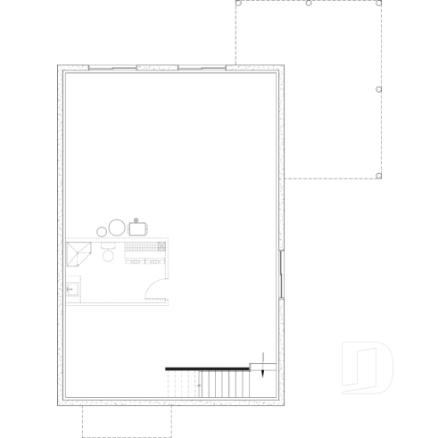 Unfinished basement - Scandinavian eco-friendly house plan, 1 to 4 bedrooms, large kitchen, office, optional basement finish ($) - Shore