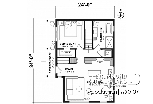 1st level - Side entrance with panoramic view at front, 1 to 3 bdrm, large covered porch  - Appalachian