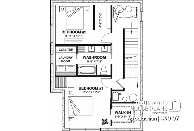 Basement - House plan with 2 bedrooms in finished basement, kitchen, dining and living rooms are on main floor  - Appalachian