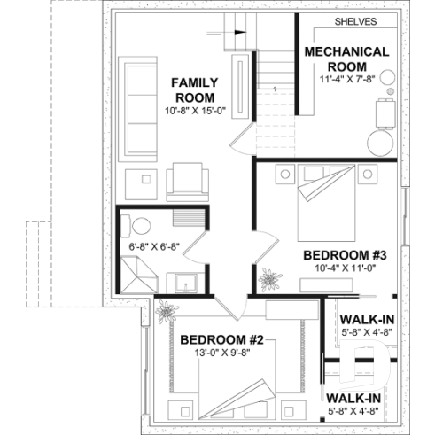 Finished basement - Side entrance, panoramic view at front, 1 to 3 beds, covered side porch, optional finished basement ($) - Appalachian