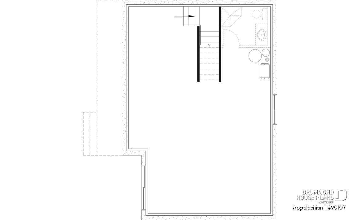 Unfinished basement - Side entrance, panoramic view at front, 1 to 3 beds, covered side porch, optional finished basement ($) - Appalachian