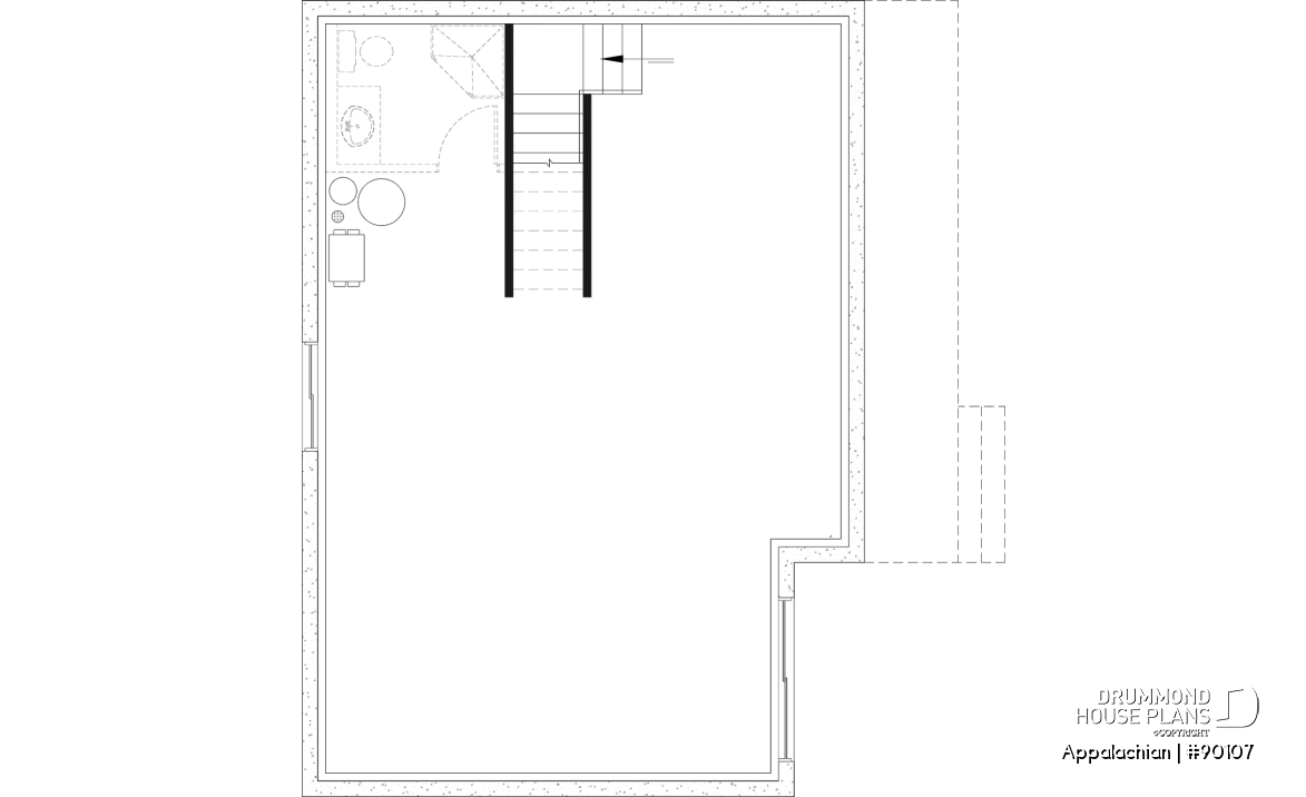 Unfinished basement - Side entrance, panoramic view at front, 1 to 3 beds, covered side porch, optional finished basement ($) - Appalachian