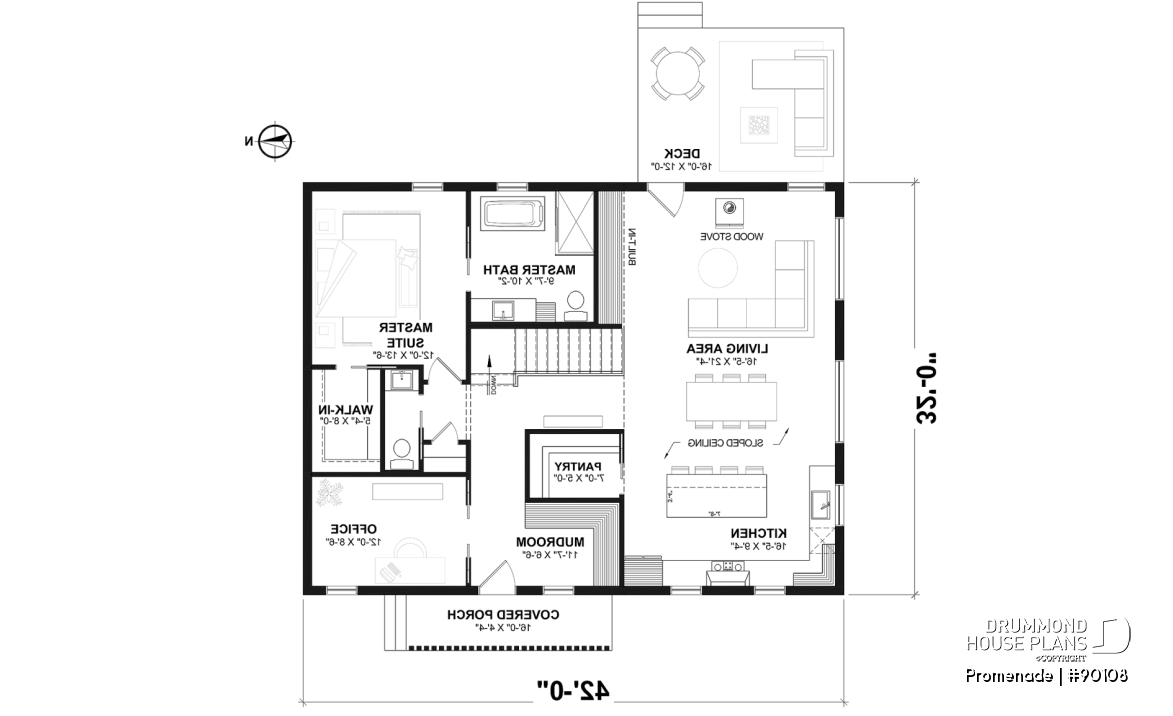 1st level - Environmentally friendly house plan, 1 to 3 beds, den, optional finished basement ($) - Promenade