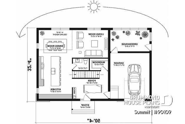 1st level - Cool house plan with a suspended reading nook above living room and a climbing wall on 2nd floor - Summit
