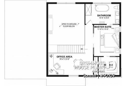 2nd level - Cool house plan with a suspended reading nook above living room and a climbing wall on 2nd floor - Summit